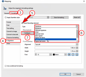 Enabling and selecting DocuSign field type