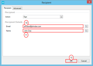 Complete Recipients fields with typed input