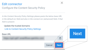 Edit Connector-Configure the Content Security Policy 